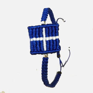 Βραχιόλι Μακραμέ Σημαία (Greek Flag) - μακραμέ, κορδόνια, χάντρες, χεριού, αυξομειούμενα - 2