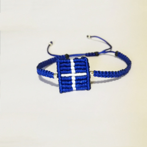 Βραχιόλι Μακραμέ Σημαία (Greek Flag) - μακραμέ, κορδόνια, χάντρες, χεριού, αυξομειούμενα - 3