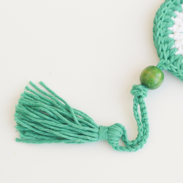 Πλεκτό πράσινο ματάκι με χάντρα και φούντα - αγόρι, βρεφικά, δώρο οικονομικό, φυλαχτά, για μωρά - 3