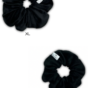 Black velvet XL scrunchie - ύφασμα, βελούδο, για τα μαλλιά, λαστιχάκια μαλλιών, velvet scrunchies - 3