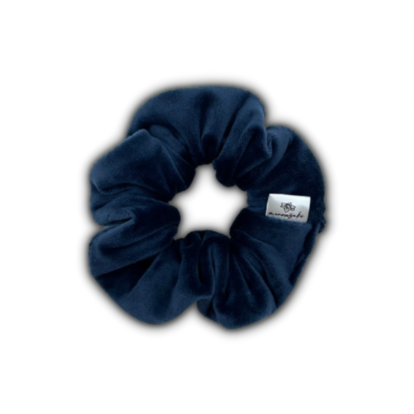 Navy velvet regular scrunchie - ύφασμα, βελούδο, για τα μαλλιά, λαστιχάκια μαλλιών, velvet scrunchies