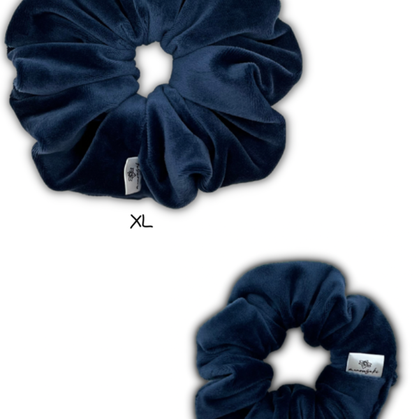 Navy velvet regular scrunchie - ύφασμα, βελούδο, για τα μαλλιά, λαστιχάκια μαλλιών, velvet scrunchies - 3