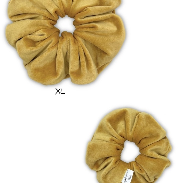 Mustard velvet XL scrunchie - ύφασμα, βελούδο, λαστιχάκια μαλλιών, velvet scrunchies - 3