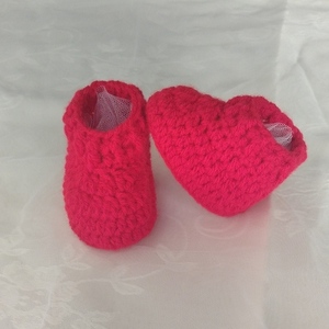 Πλεκτά κόκκινα παπουτσάκια αγκαλιάς (0-3μηνων) - δώρο για νεογέννητο - Black Friday, δώρα για μωρά, αγκαλιάς - 2