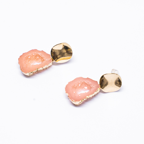 Χρυσά σκουλαρίκια - μακραμέ, μικρά, ατσάλι, κρεμαστά, καρφάκι