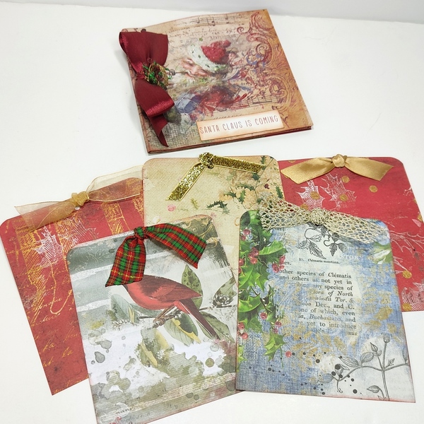 Vintage άλμπουμ Χριστούγεννα - vintage, χαρτί, χειροποίητα, άλμπουμ, άγιος βασίλης - 3