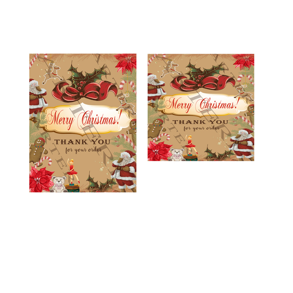 Εκτυπώσιμη Χριστουγεννιάτικη κάρτα thank you (ΠΡΟΣΦΟΡΑ 2 ΔΙΑΣΤΑΣΕΙΣ 5x7cm+5x5cm) - κάρτες
