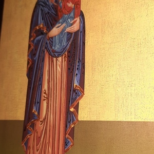 Ξύλινη χειροποίητη εικόνα της αγίας Άννας με την Παναγία αγκαλιά 22*28 εκ. - πίνακες & κάδρα, εικόνες αγίων - 3