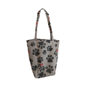 Τσάντα για ψώνια I love my dog σε γκρι χρώμα διάστασης 36x37cm κ μήκος λουριού 33cm - ύφασμα, ώμου, μεγάλες, all day, πάνινες τσάντες - 2