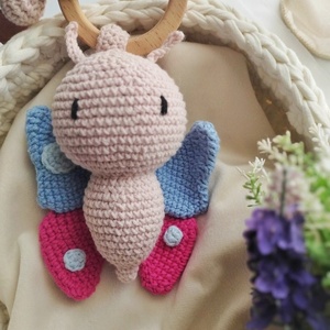 Πλεκτή Πεταλούδα - ύψοε 16εκ - δώρο, λούτρινα, amigurumi - 2