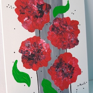 Πίνακας ζωγραφικής "Κόκκινα λουλούδια" - πίνακες & κάδρα - 2
