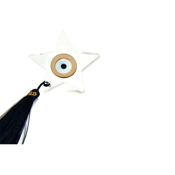 Γούρι αστέρι με ματάκι plexiglass χρυσό-μήκος 10 εκ - αστέρι, plexi glass, γούρια