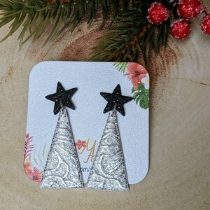 Christmas Tree Earrings 2, Polymer Clay Earrings, Χριστουγεννιάτικα σκουλαρίκια - πηλός, ατσάλι, κρεμαστά - 3