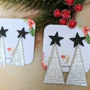 Christmas Tree Earrings 2, Polymer Clay Earrings, Χριστουγεννιάτικα σκουλαρίκια - πηλός, ατσάλι, κρεμαστά - 5