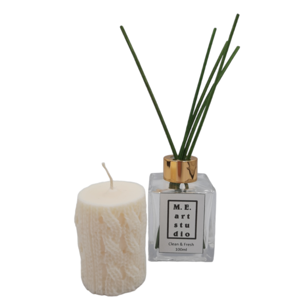 Κερί Σόγιας Μάλλινος Κύλινδρος Με 100ml Clean & Fresh Αρωματικό Χώρου - σόγια, φυτικό κερί, κερί σόγιας, αρωματικά χώρου, 100% φυτικό
