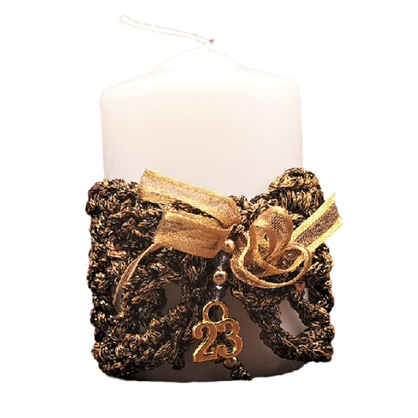 Κερί κύλινδρος διακοσμημένος με μεταλλόνημα/χρυσοκλωστή - νήμα, χριστουγεννιάτικα δώρα, δώρα για γυναίκες, κεριά & κηροπήγια, φθηνά