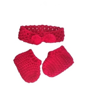 Πλεκτό βρεφικό σετ απο κόκκινα καλτσάκια και κορδέλα κεφαλιού για 0-6 και 6-9 μηνών χειροποίητα - κορίτσι, σετ, δώρα για μωρά