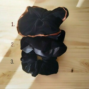 scrunchie λαστιχάκι μαλλιών με σατέν καφέ τελείωμα - ύφασμα, βελούδο, λαστιχάκια μαλλιών - 3