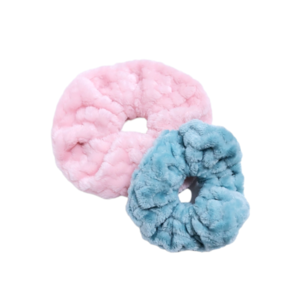 1 medium και 1 large scrunchie λαστιχάκια μαλλιών γουνάκι - ύφασμα, για τα μαλλιά, λαστιχάκια μαλλιών