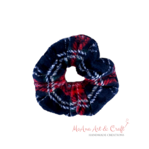 1 medium και 1 large scrunchie λαστιχάκια μαλλιών γουνάκι καρό - ύφασμα, για τα μαλλιά, λαστιχάκια μαλλιών - 4