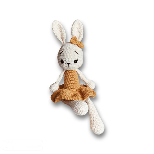 Πλεκτό κουκλάκι Amigurumi - Λαγουδάκι με φορεματάκι 38 cm - λούτρινα, βρεφικά, amigurumi, δώρο γέννησης, πλεκτό ζωακι