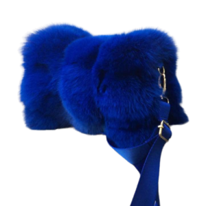 Μπλε royal χειροποίητη γούνινη τσάντα - δέρμα, ώμου, all day, μέσης, μικρές - 2