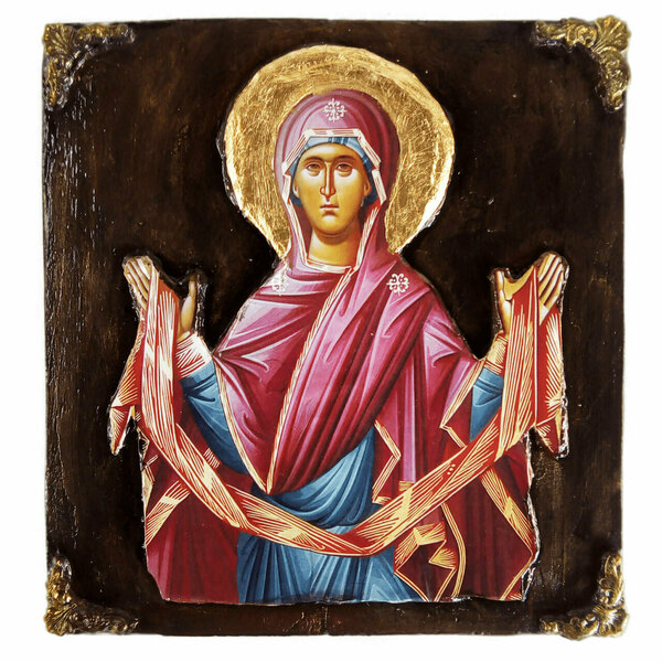Αγία Ζώνη της Παναγίας Χειροποίητη Εικόνα Σε Ξύλο 18x19cm - πίνακες & κάδρα, πίνακες ζωγραφικής