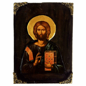 Ιησούς Χριστός Ευλογών Χειροποίητη Εικόνα Σε Ξύλο 18x27cm - πίνακες & κάδρα, πίνακες ζωγραφικής