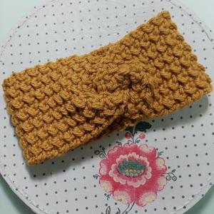 Πλεκτή κορδέλα-mustard - μαλλί, headbands - 3