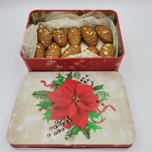 Χριστουγενιατικα χειροποίητα wax melt από κερί σόγιας, με άρωμα και σχήμα μελομακαρονο 10 τμχ σε μεταλλικό κουτί. - αρωματικά κεριά, merry christmas, soy wax, soy candles
