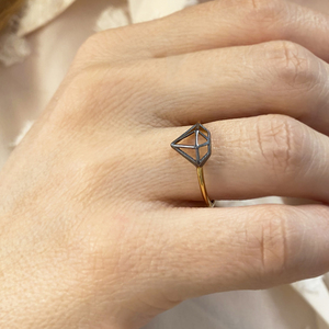Minimal δακτυλίδι με σχέδιο διαμάντι. Ασήμι 925, Επίχρυσο. One Size - επιχρυσωμένα, ασήμι 925, γεωμετρικά σχέδια, βεράκια, αυξομειούμενα - 5
