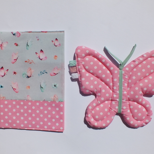 Υφασμάτινη πεταλούδα - κορίτσι, χειροποίητα, πεταλούδα, λούτρινα, δώρα για μωρά - 3