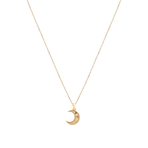 Ατσάλινο Κολιέ Φεγγάρι με Zircon - charms, φεγγάρι, ατσάλι, ζιργκόν, boho