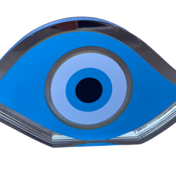 Επιτραπέζιο γούρι μάτι πλέξιγκλας γαλάζιο - plexi glass, evil eye, χριστουγεννιάτικα δώρα, γούρια - 2