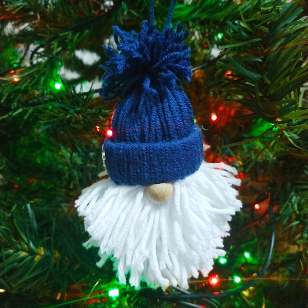 Πλεκτός σκούρο μπλε νάνος gnome των Χριστουγέννων - νήμα, χριστουγεννιάτικα δώρα, στολίδια - 5