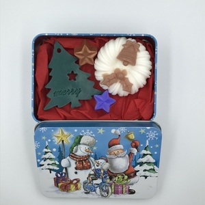 Χριστουγ. κουτί Χιονάνθρωπος με αρωματικά σαπουνάκια. - μέταλλο, νονά, δασκάλα, σετ δώρου, δέντρο