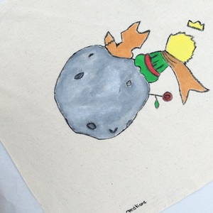 Tote bag ζωγραφισμένη στο χέρι ❤️ μικρός πρίγκιπας - ύφασμα, ώμου, all day, tote, πάνινες τσάντες - 2
