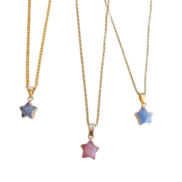 Twinkle Little Star | Κολιέ με ατσάλινη χρυσή αλυσιδα πετρινό αστέρι 40εκ - επάργυρα, κοντά, ατσάλι, φθηνά