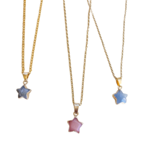 Twinkle Little Star | Κολιέ με ατσάλινη χρυσή αλυσιδα πετρινό αστέρι 40εκ - επάργυρα, κοντά, ατσάλι, φθηνά