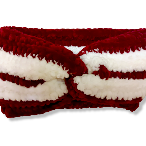 Πλεκτή γυναικεία στριφτή βελούδινη κορδέλα μαλλιών χριστουγεννιάτικο χρωμα - ύφασμα, δώρα για γυναίκες, headbands