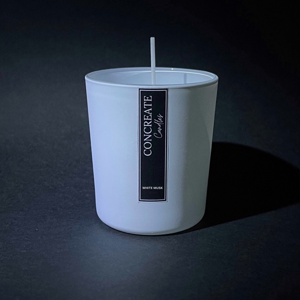 Αρωματικό Κερί "WHITE MUSK" σε γυάλινο ποτήρι - κεριά, κεριά & κηροπήγια, vegan κεριά