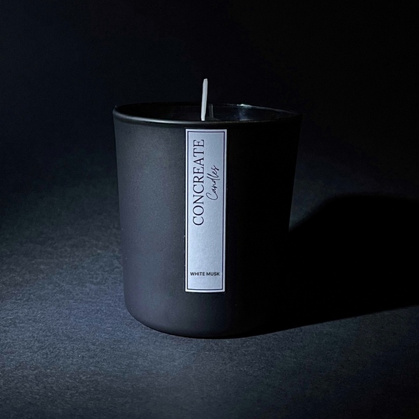 Αρωματικό Κερί "WHITE MUSK" σε γυάλινο ποτήρι - κεριά, κεριά & κηροπήγια, vegan κεριά - 2