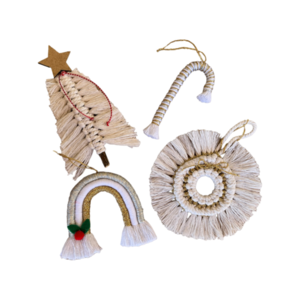 Χριστουγεννιάτικο κουτί με μακραμέ στολίδια - νήμα, στεφάνια, στολίδια, δέντρο