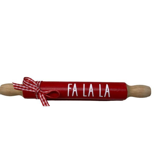 Διακοσμητικος μινι χριστουγεννιατικος ξυλινος κοκκινος πλαστης FA LA LA, 18cm - ξύλο, διακοσμητικά, χριστουγεννιάτικα δώρα