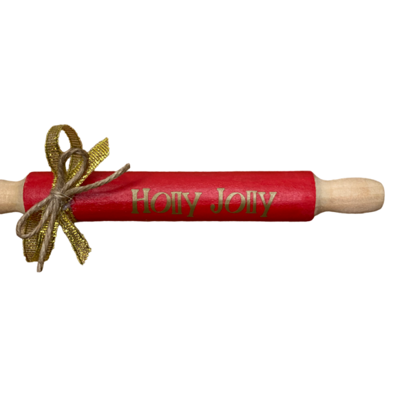 Διακοσμητικος μινι χριστουγεννιατικος ξυλινος κοκκινος πλαστης HOLLY JOLLY, 18cm - ξύλο, διακοσμητικά, χριστουγεννιάτικα δώρα - 3