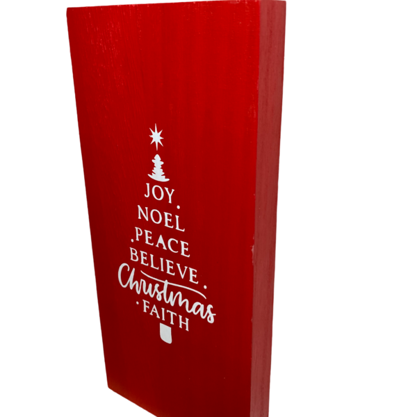 Διακοσμητικο Χριστουγεννιατικο Κοκκινο Καδρακι Απο Ξυλο JOY διαστ. 20 x 9,50 - ξύλο, πίνακες & κάδρα, διακοσμητικά, χριστουγεννιάτικα δώρα, δέντρο - 2