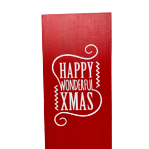 Χριστουγεννιατικο Κοκκινο Καδρακι Απο Ξυλο HAPPY, διαστ. 20 x 9,50 - ξύλο, διακοσμητικά