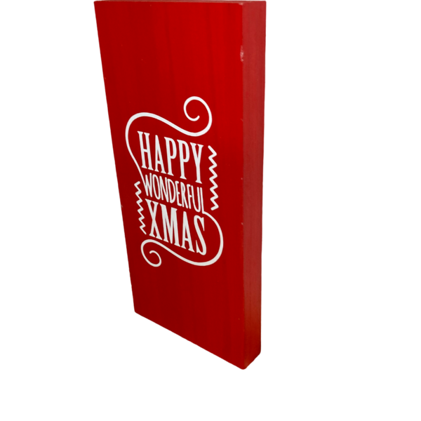 Χριστουγεννιατικο Κοκκινο Καδρακι Απο Ξυλο HAPPY, διαστ. 20 x 9,50 - ξύλο, διακοσμητικά - 2