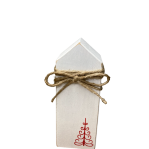 Χριστουγεννιατικο ασπρο ξυλινο τρισδιαστατο σπιτακι, διαστ, 4,5x 12 - ξύλο, σπίτι, διακοσμητικά, χριστουγεννιάτικα δώρα, δέντρο