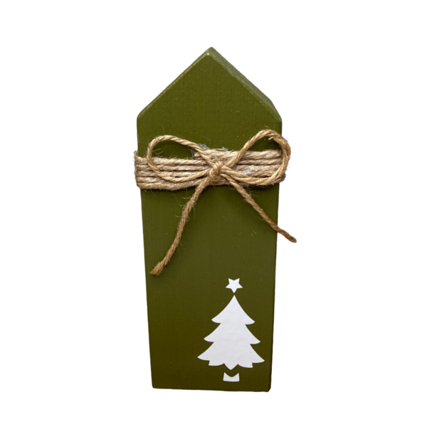 Χριστουγεννιατικο πρασινο ξυλινο τρισδιαστατο σπιτακι, διαστ, 4,5x 12 - ξύλο, σπίτι, διακοσμητικά, χριστουγεννιάτικα δώρα, δέντρο